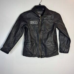 Copper‎ Key Girls 7/8 Black Genuine Leather Jacket Harley Diva Patch Biker WWJD